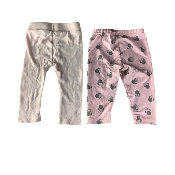 Baby Girl 2 Pc Leggings 3-6M Pink & Minnie Mouse Print Cotton Blend - Picture 2 of 9